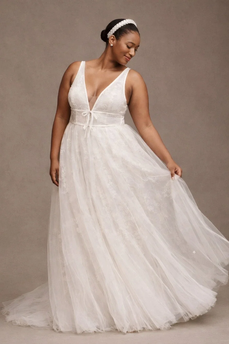 Willowby by Watters Dahlia Lace Wedding Dress Deep V Tulle Skirt Gown 15